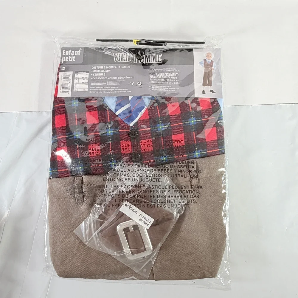 Amscan Kids Old Geezer Old Man Halloween Costume Jumpsuit Child Small 4-6 NEW - Picture 3 of 5